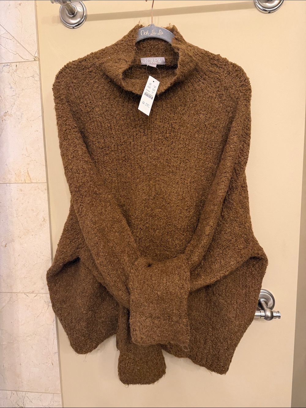 J. Crew Chocolate Brown Bouclé Turtleneck Sweater